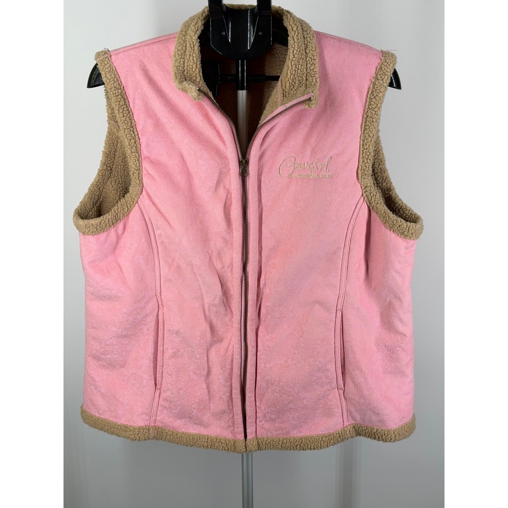 Cowgirl Hardware Womens XL Pink Sherpa Lined Full Zip Western Fleece Vest